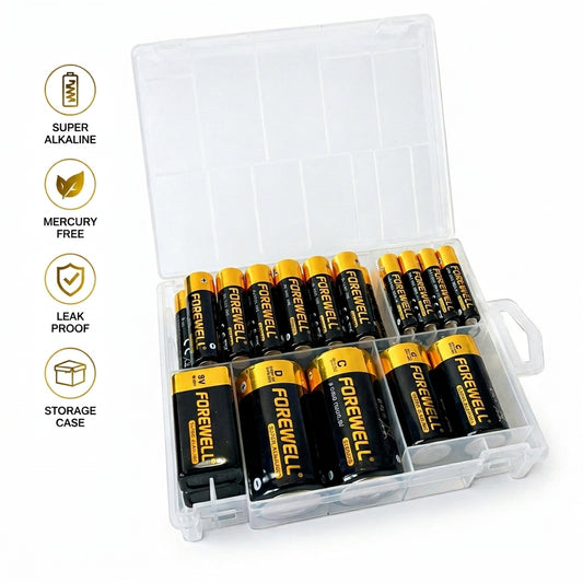 FOREWELL 24-pack mixed-size battery storage case