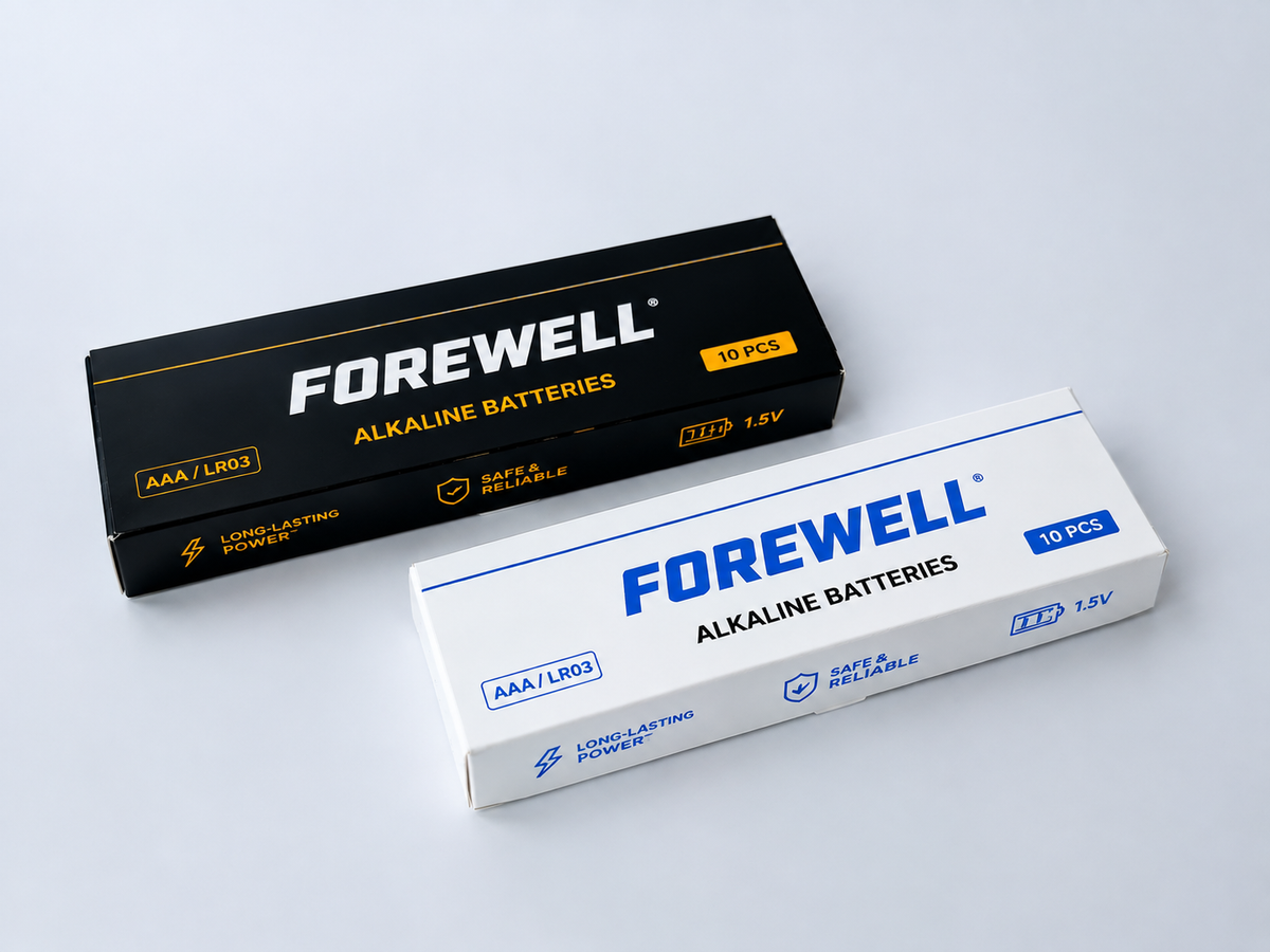 FOREWELL AAA LR03 alkaline batteries in 10-pack paper box