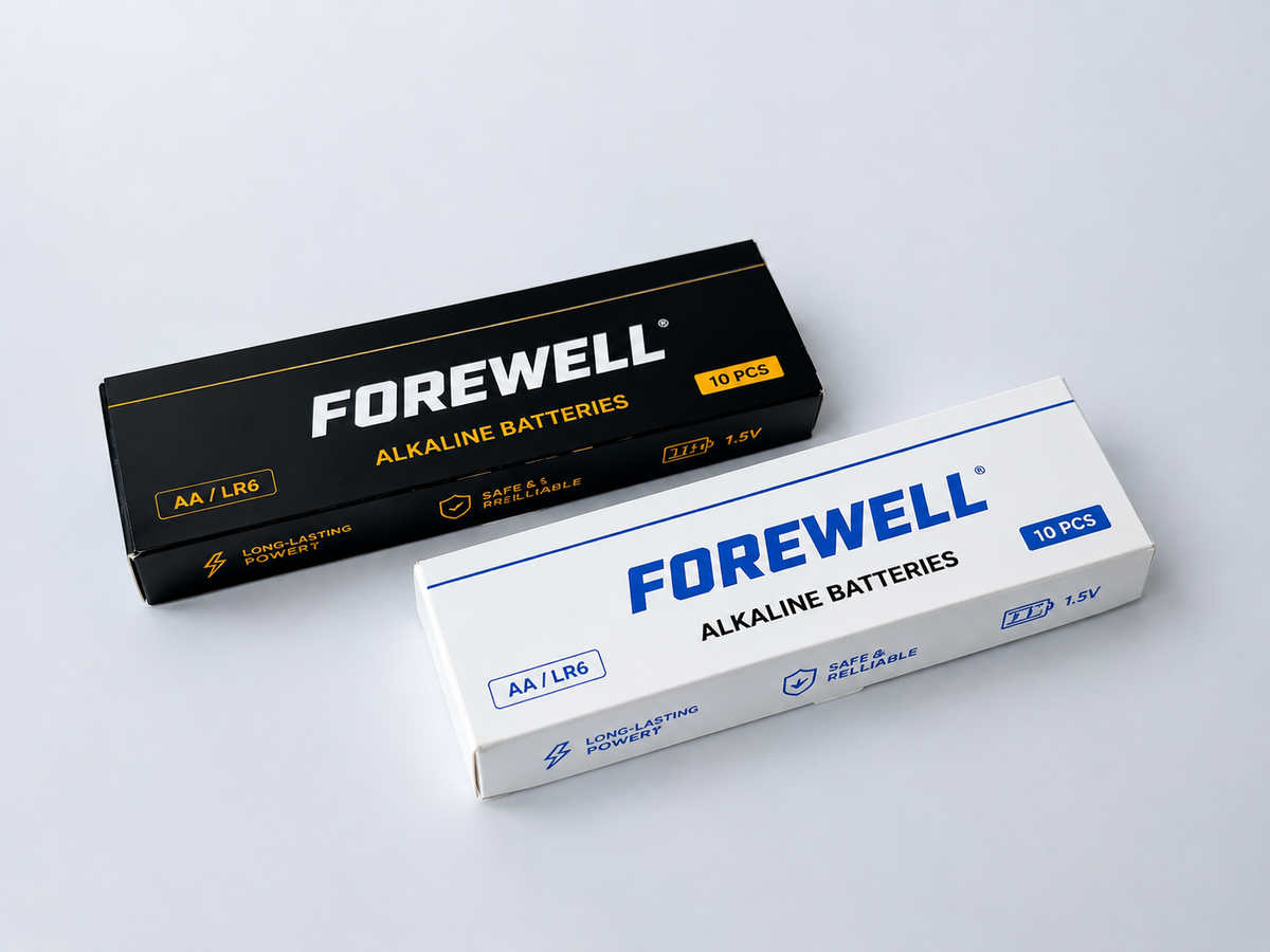 FOREWELL AA LR6 alkaline batteries in 10-pack paper box