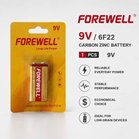 9V 6F22 carbon zinc batteries in wholesale packaging