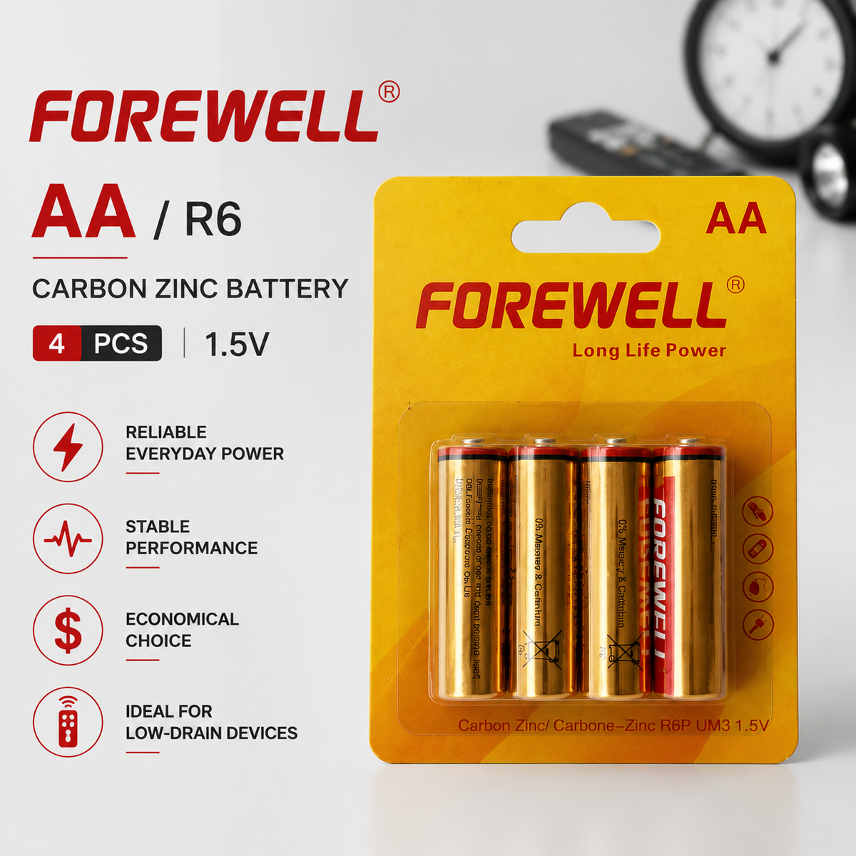 FOREWELL AA carbon zinc battery OEM and private-label options