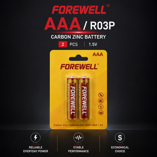 AAA R03P carbon zinc batteries with custom packaging