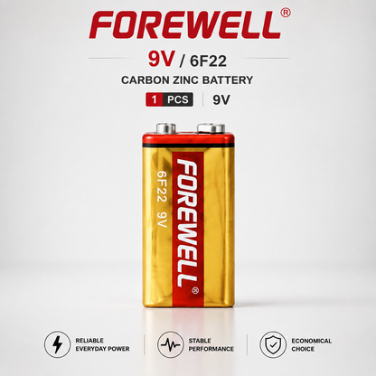 FOREWELL 9V 6F22 carbon zinc battery