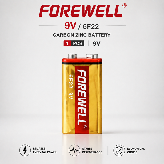 FOREWELL 9V 6F22 carbon zinc battery