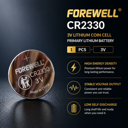 FOREWELL CR2330 lithium coin cells in industrial tray