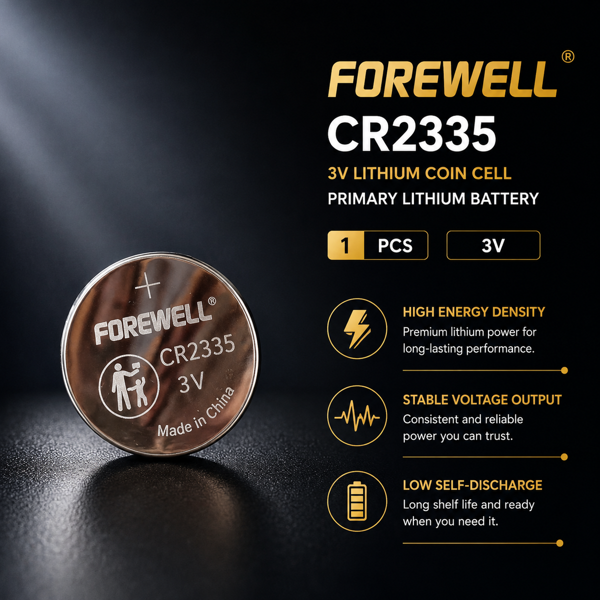 FOREWELL CR2335 3V lithium coin cell battery