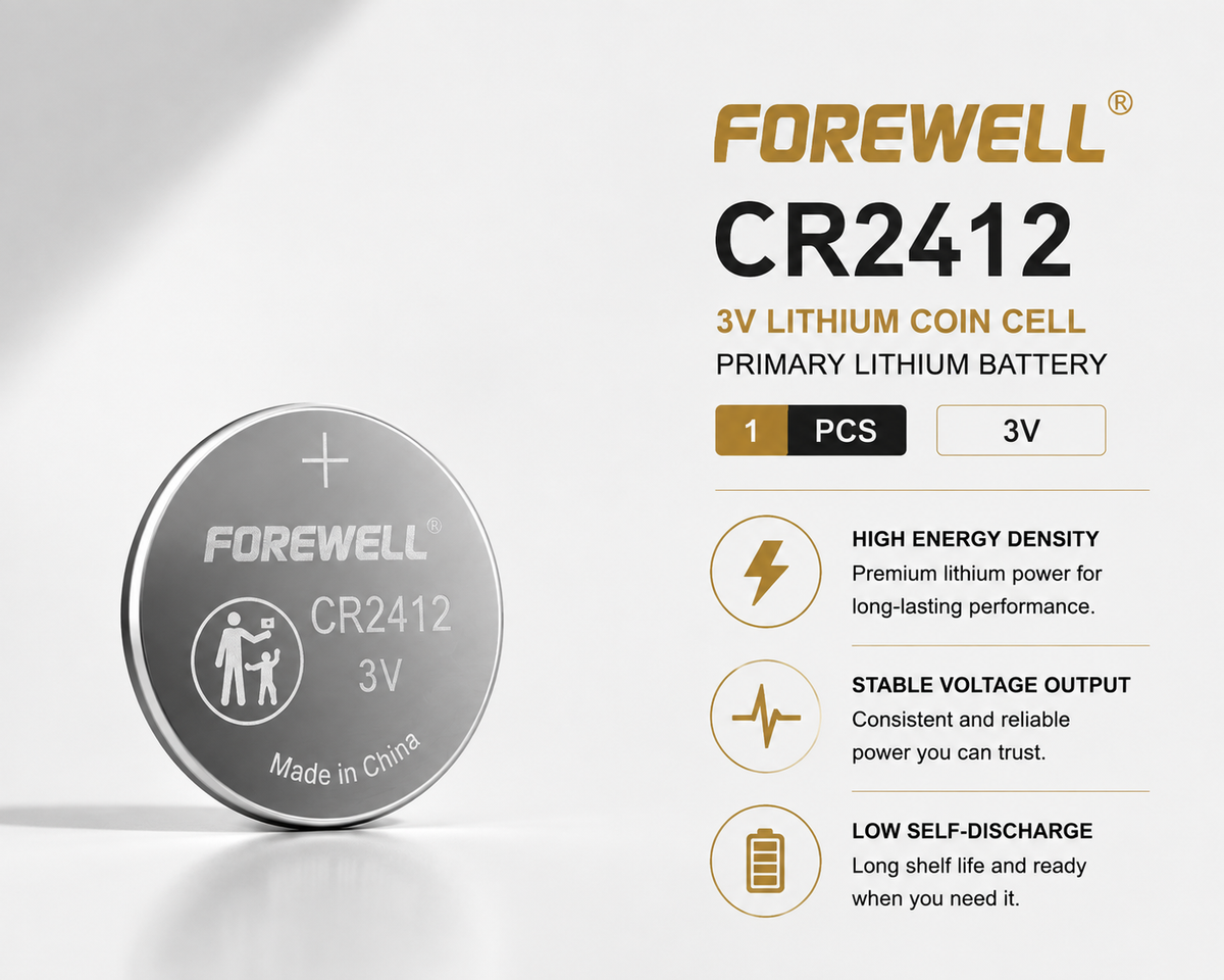 FOREWELL CR2412 3V lithium coin cell battery