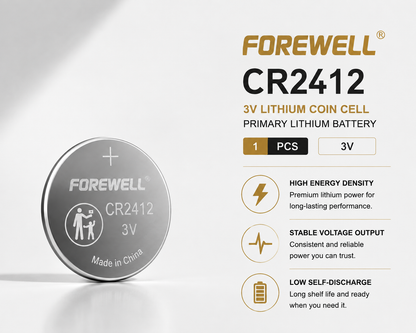FOREWELL CR2412 3V lithium coin cell battery
