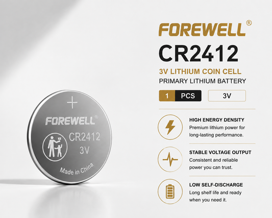 FOREWELL CR2412 3V lithium coin cell battery