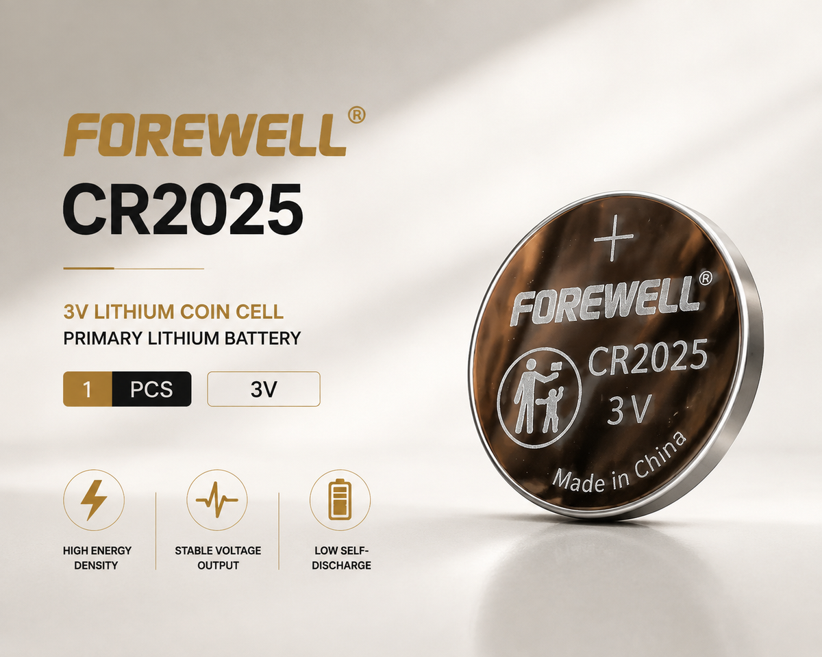 FOREWELL CR2025 3V lithium coin cell battery