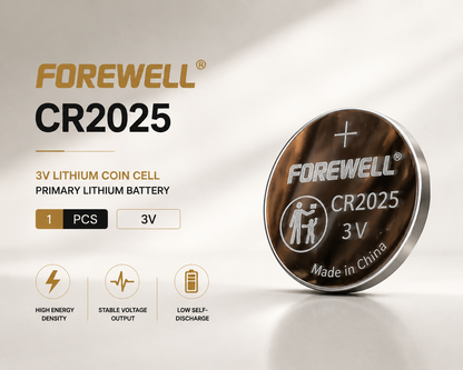 FOREWELL CR2025 3V lithium coin cell battery