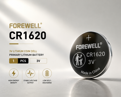FOREWELL CR1620 lithium coin cell batteries in industrial tray