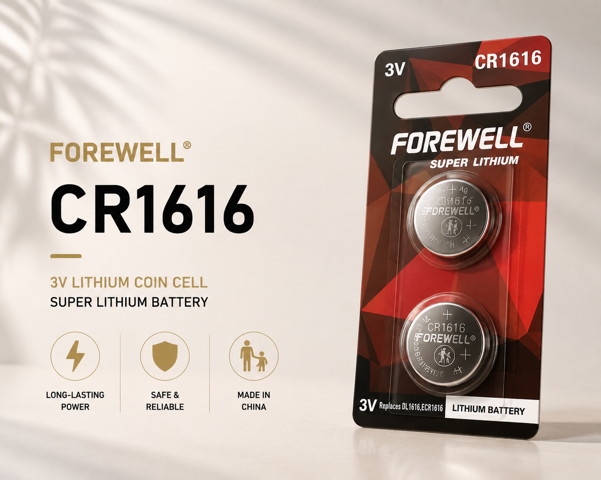 FOREWELL CR1616 3V lithium coin cell battery 2-pack