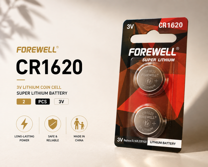 FOREWELL CR1620 3V lithium coin cell battery