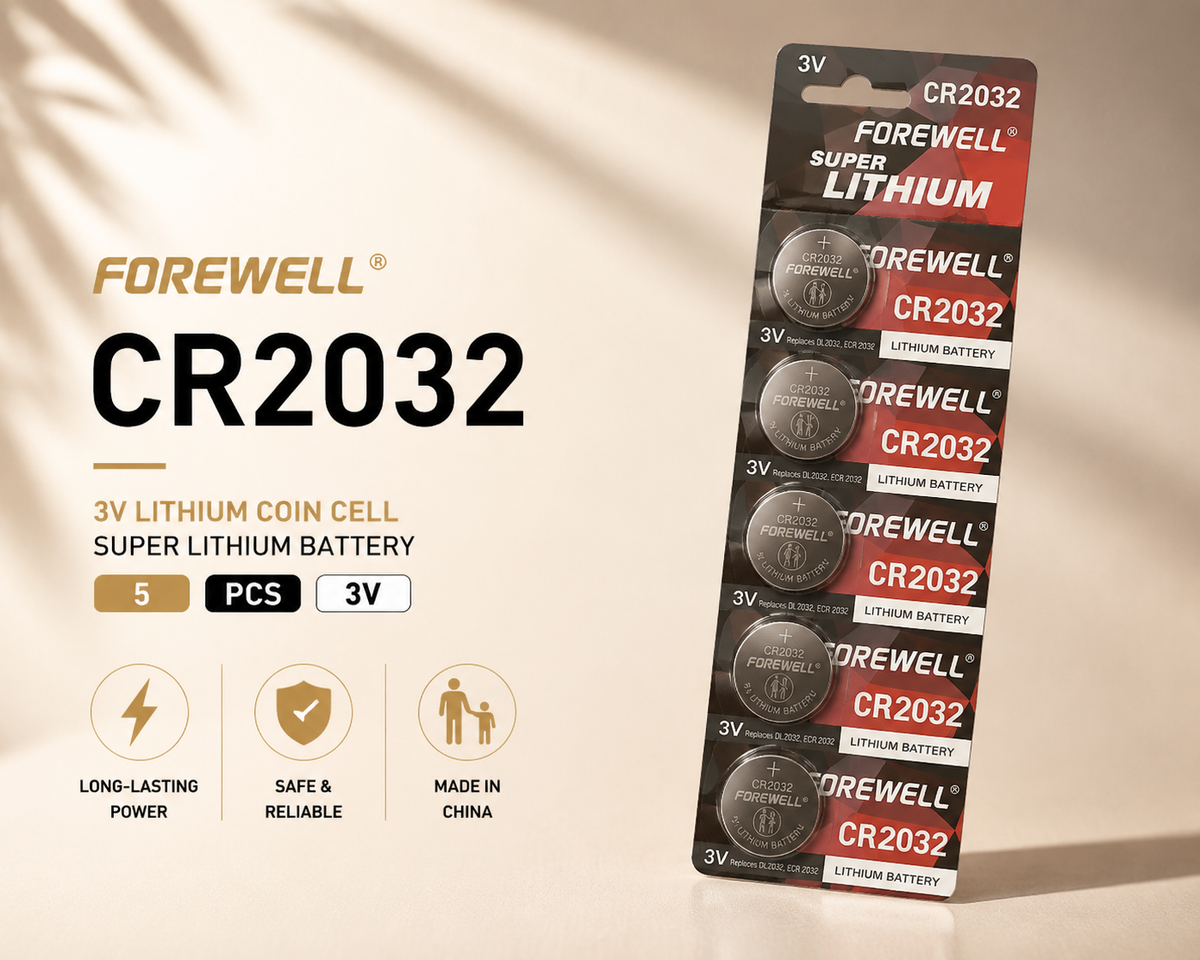CR2032 Series lithium coin cells with custom packaging