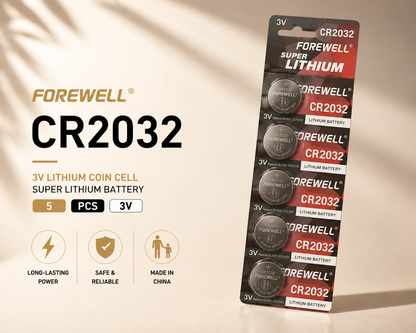 CR2032 Series lithium coin cells with custom packaging