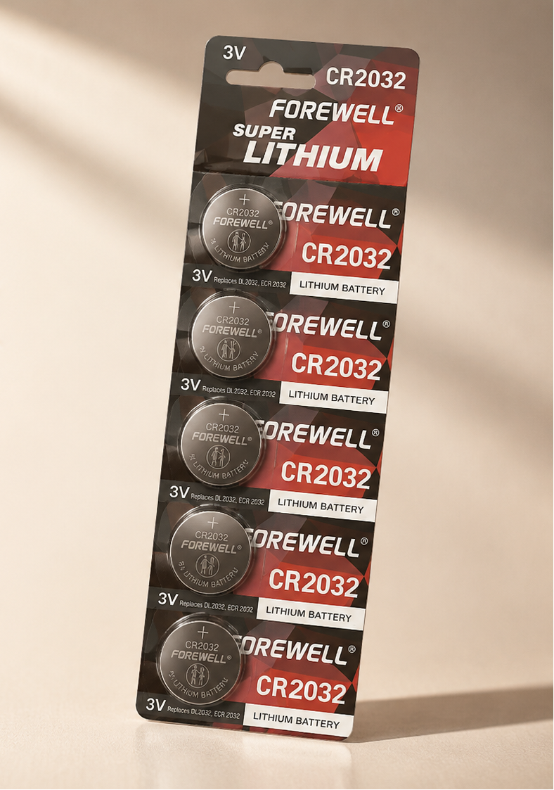 Custom 5-pack lithium coin cell blister card packaging