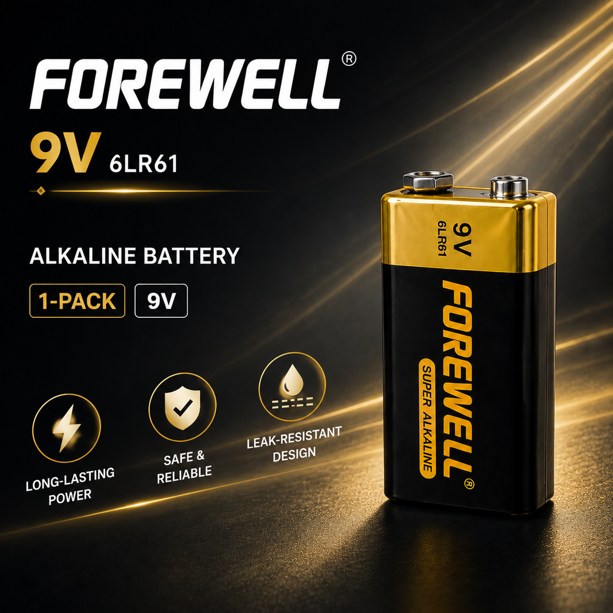 FOREWELL 9V 6LR61 alkaline battery
