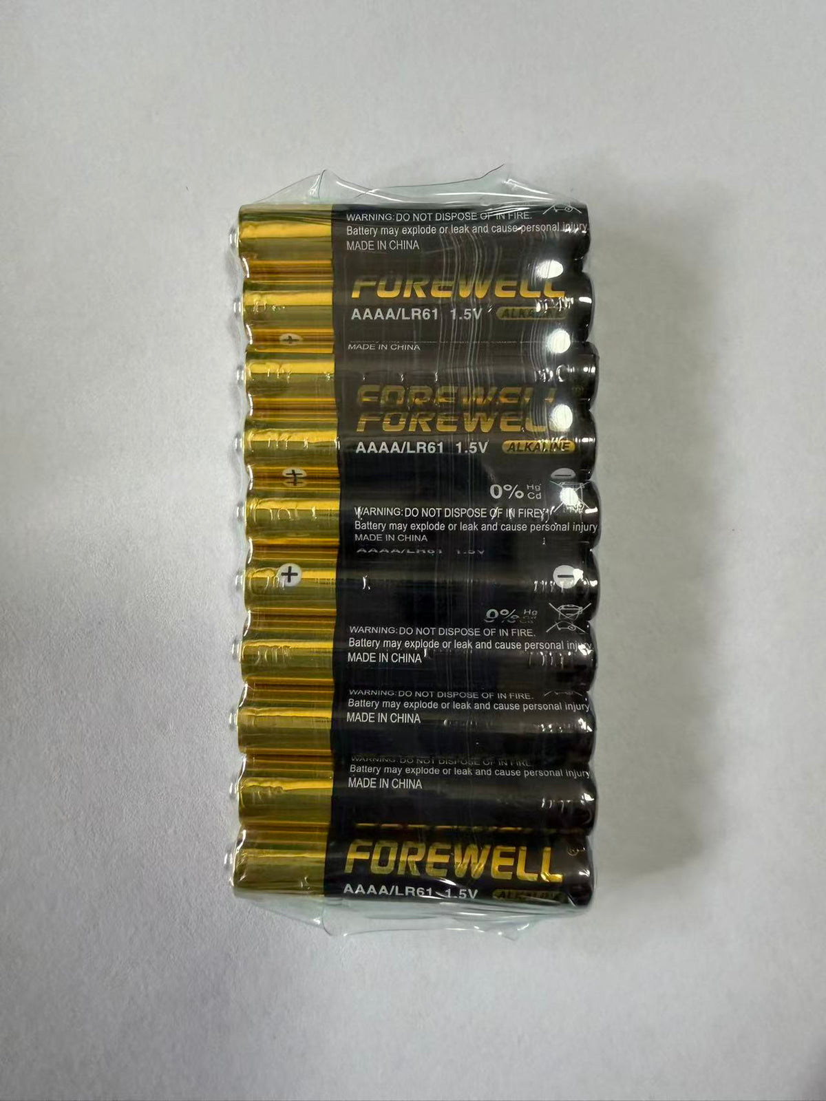 Ten-cell clear plastic battery packaging