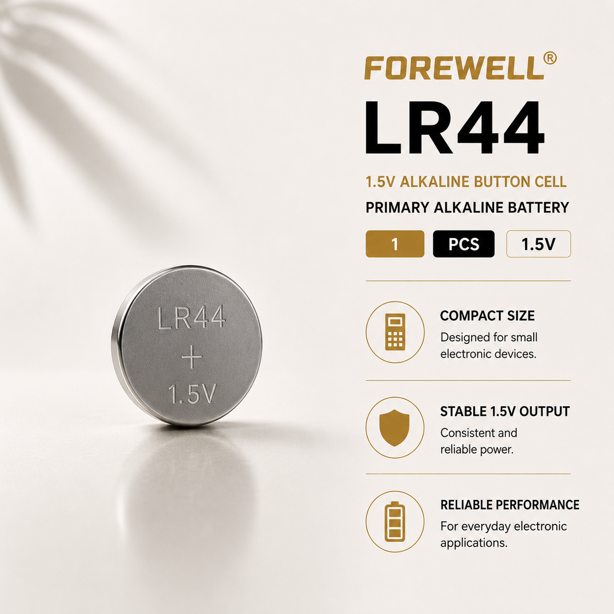 FOREWELL LR44 1.5V alkaline button cell battery
