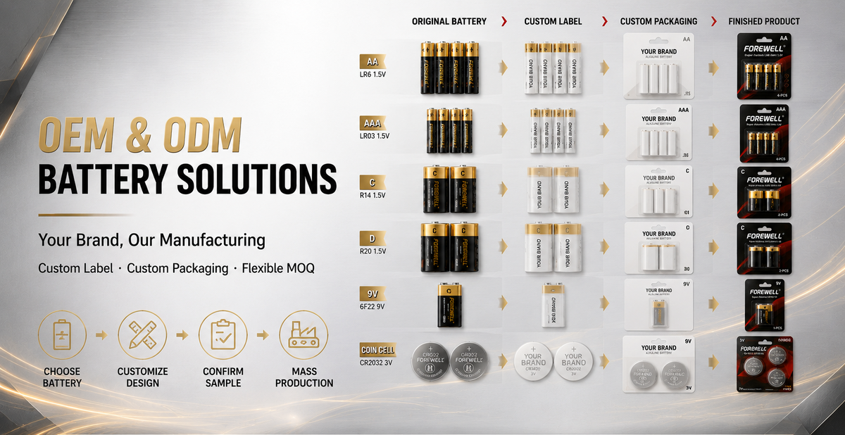 FOREWELL OEM battery private labeling and custom packaging solutions